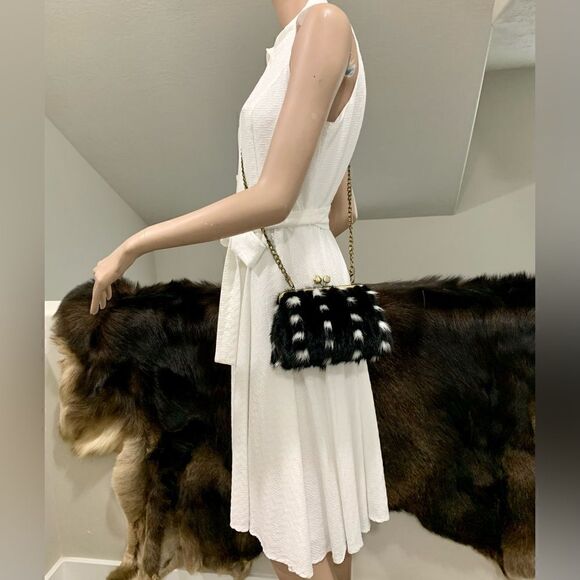 Handmade Real Mink Fur Cute "Cat Paw" Kisslock Wristlet/Shoulder Bag/Crossbody - Picture 8 of 15